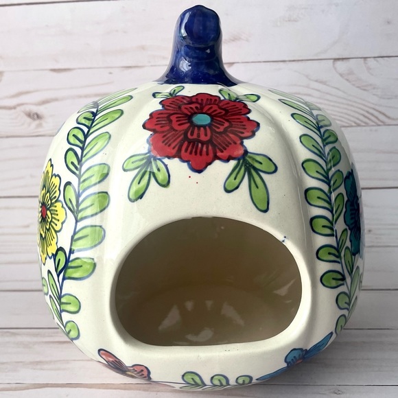 Martha Stewart Ceramic Pumpkin - Floral Multicolored Pattern - Picture 3 of 8